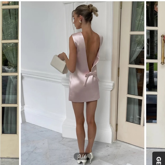 Commense Satin Backless Bow Detail Short Dress XL - Picture 3 of 8